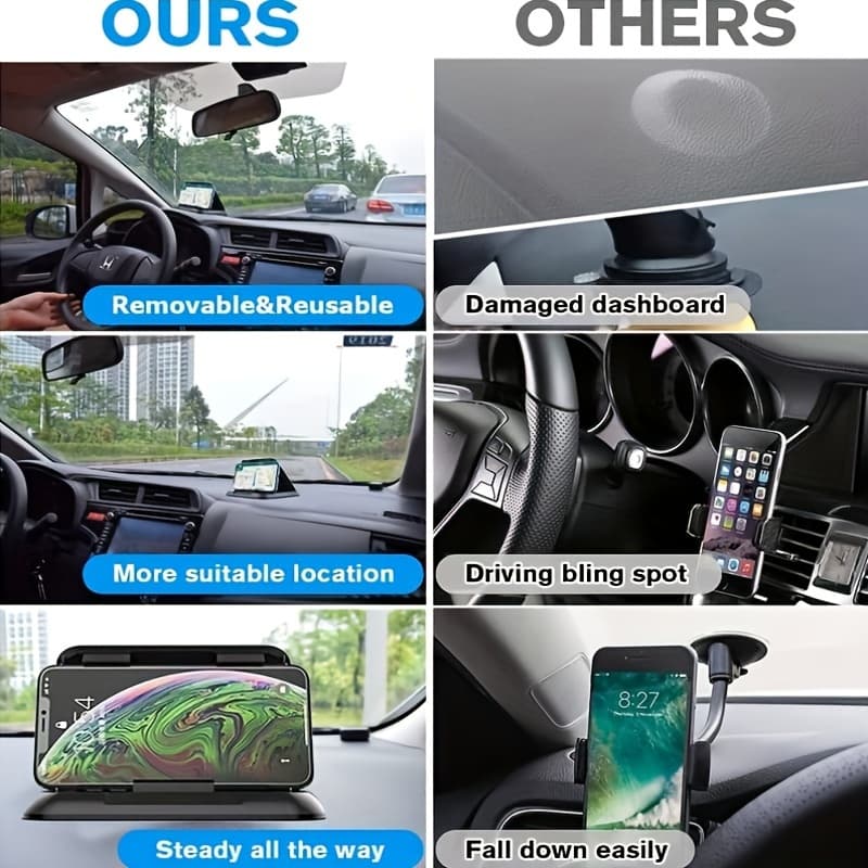 Suporte de celular para carro de silicone, antideslizante, almofada aderente para painel, suporte universal para
