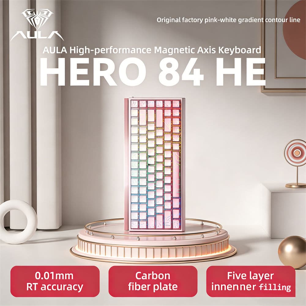 Teclados AULA HERO 84HE - Teclado Mecânico com Fio para Jogos, Ritmo Musical, RGB com Interruptores Magnéticos, Taxa de