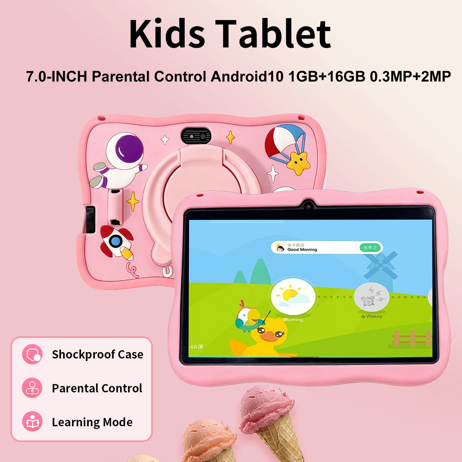 Tablet Android OS Bluetooth Educacional Wi-Fi De 7 Polegadas Para Crianças