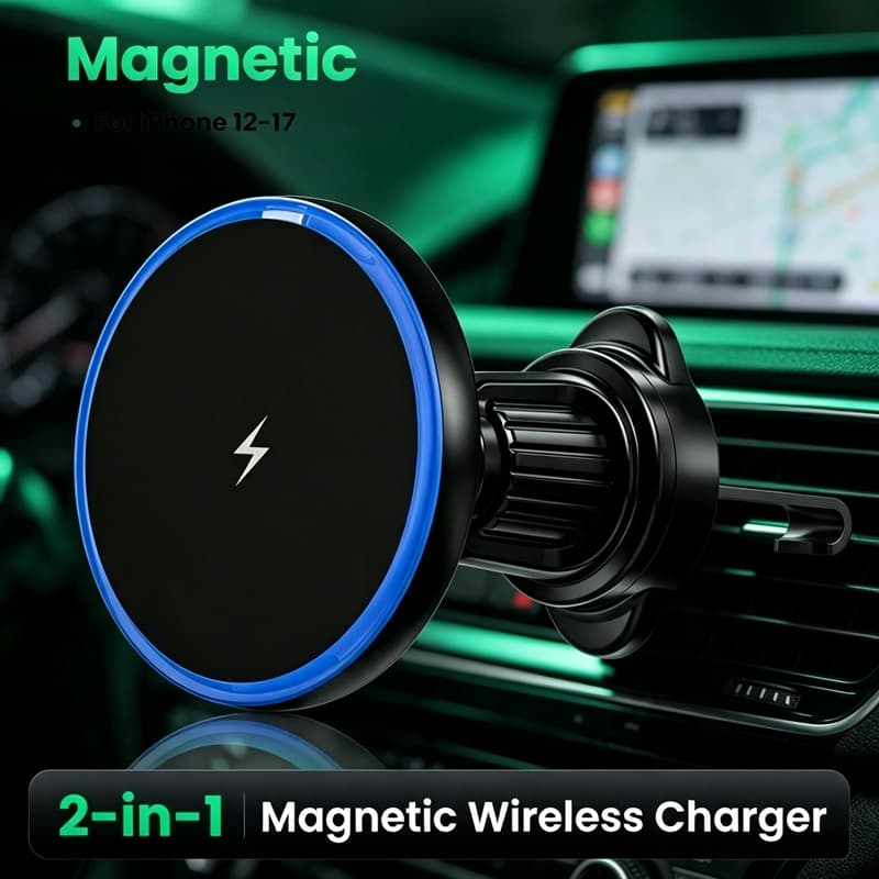Carregador Magnético Dobrável Sem Fio Para Montagem Em Carro Suporte De Telefone De Carregamento Rápido Iphone
