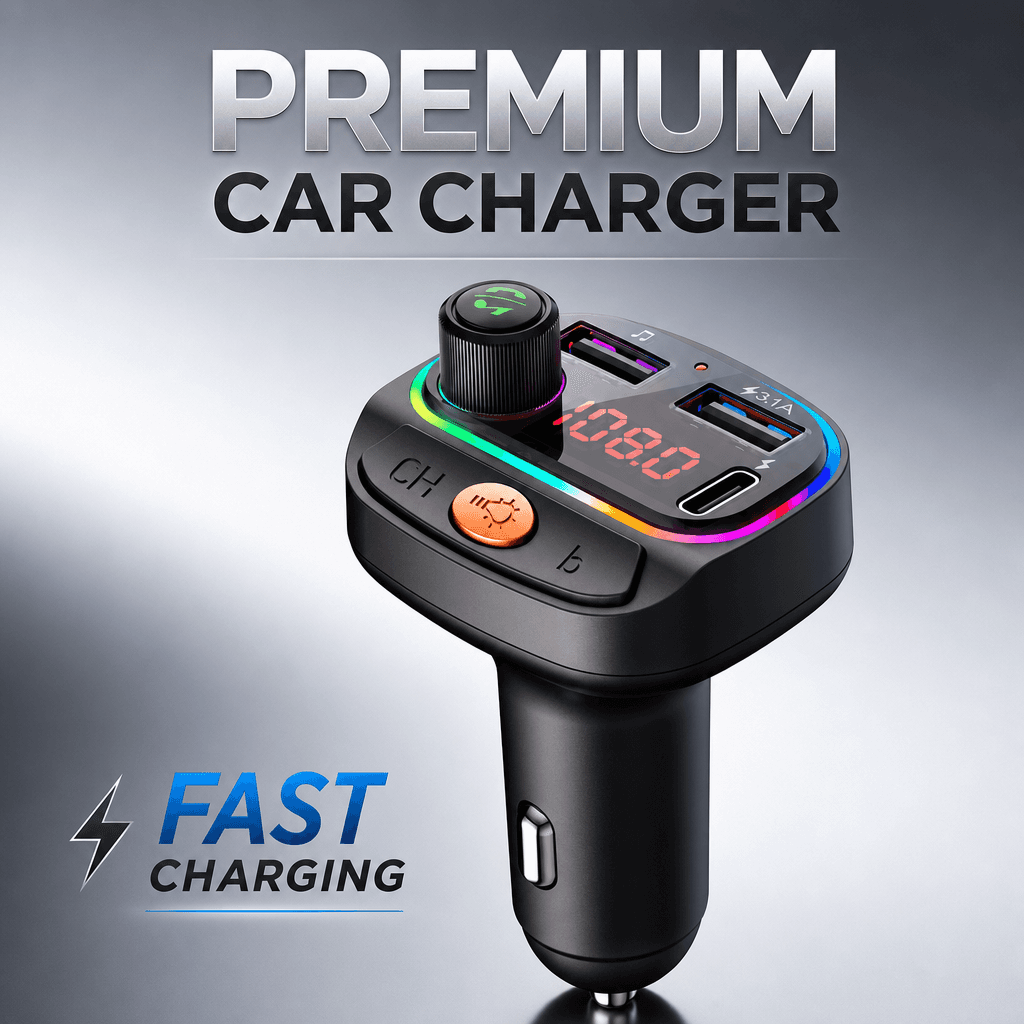 Adaptador Bluetooth para Carro Tipo-C, Carregador Veicular Duplo USB, MP3 Player, Transmissor FM 5.3, Chamada Mãos