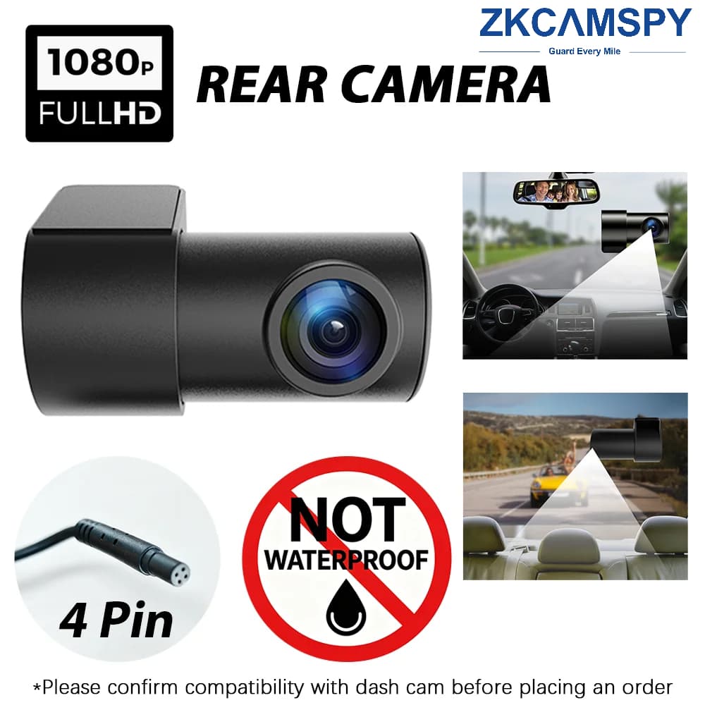 Câmera De Visão Traseira 1080p HD De 4 Pinos Para Espelho Dashcam Dvr 360 ° Rotação