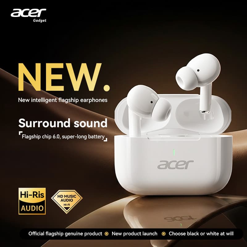 Fones de ouvido Acer OHR802, fone de ouvido, fone de ouvido bluetooth sem fio tipo C, com microfone, estojo de