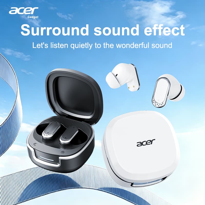 Fone de ouvido Acer OHR751, fones de ouvido sem fio bluetooth tipo C, fones de ouvido com microfone 4013 CMOS para