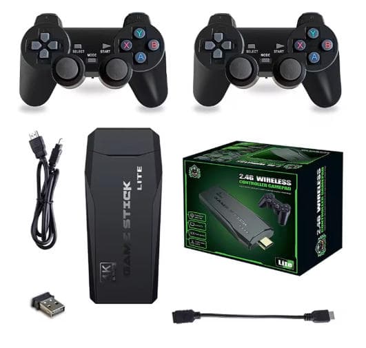 M8 Game Stick Console de videogame retrô para casa, com 10.000+ jogos, controle sem fio 2.4G e conexão HDMI para TV.