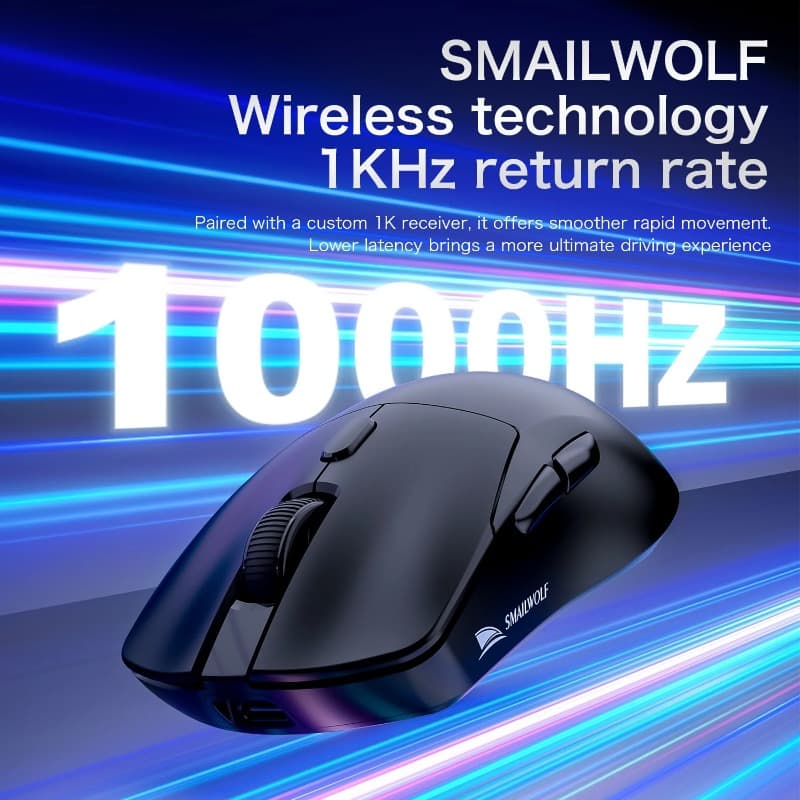 Mouse Gamer SMAILWOLF M3 Tri-Modo Mouse Sem Fio Leve 12000DPI Sensor S205 para PC e Laptop
