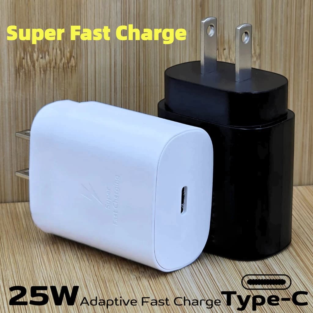  Cabeça de carregador super rápido SS 25W com cabo de carregamento rápido tipo C para toda a linha de celulares Samsung.