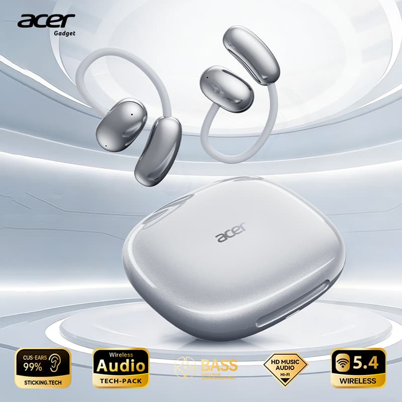 Fones de Ouvido Bluetooth Abertos OHR639 da Acer, Fones Estéreo TWS, Fones de Ouvido de Carregamento Tipo-C, Uso Diário,