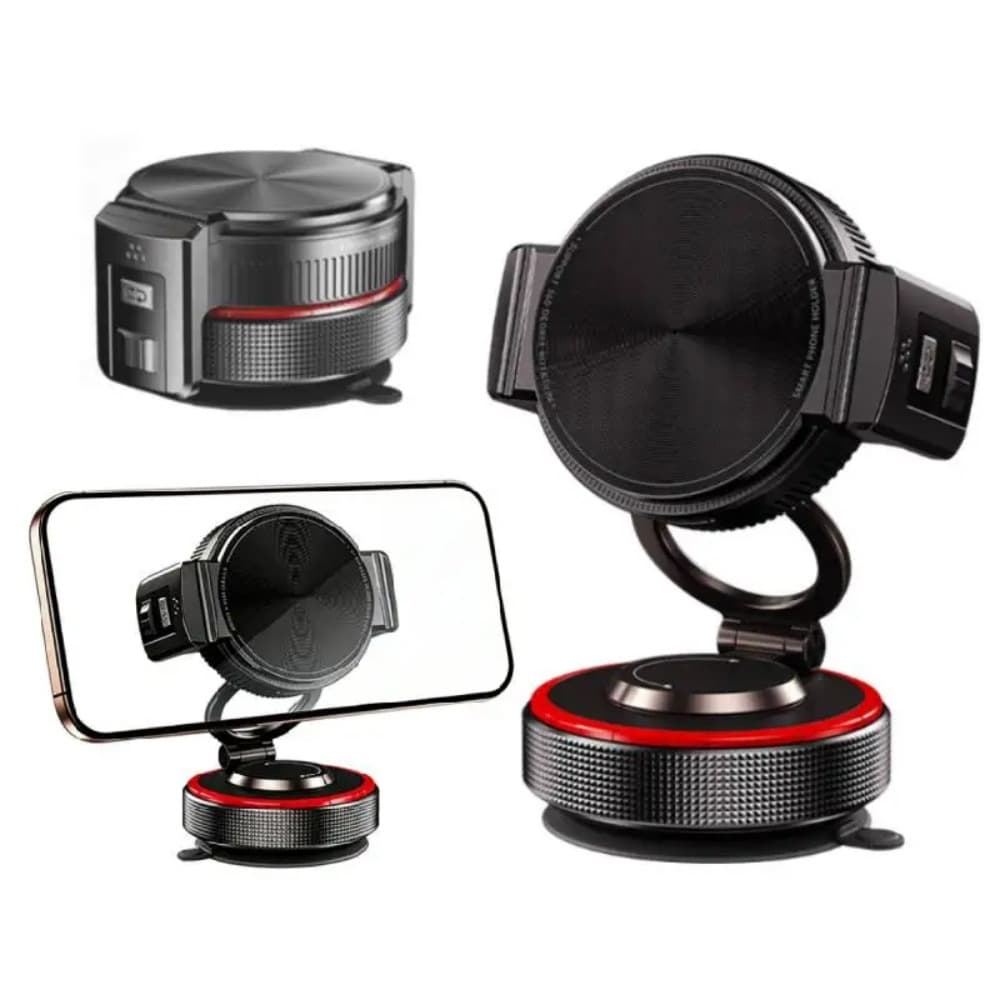 Suporte Magnético de Vácuo para Celular 2 em 1, Dobrável, Ajustável em 360° para Carro
