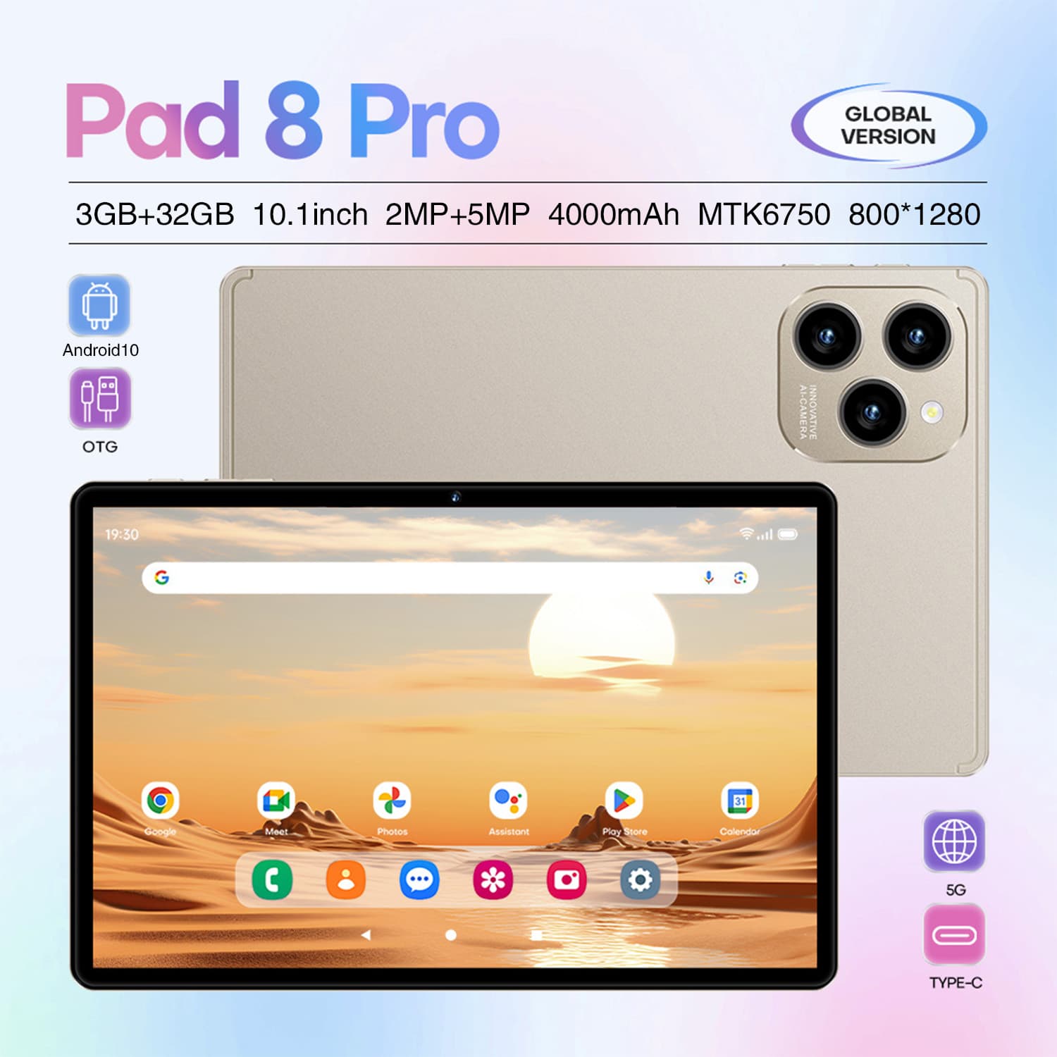 Popular tablet Android De 10.1 Polegadas Com Teclado E mouse , 3 Gb De RAM , 32 Armazenamento , Câmera HD De 5 Mp