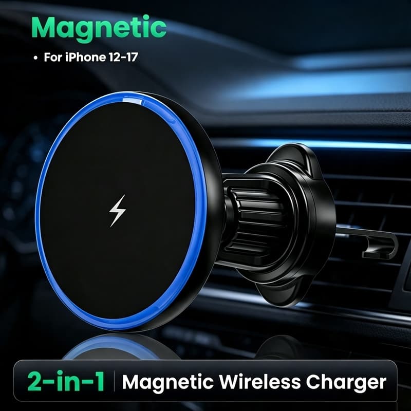 Suporte De Telefone Para Carro Sem Fio De Carga Rápida 15w Magnético Iphone 15 16 Max