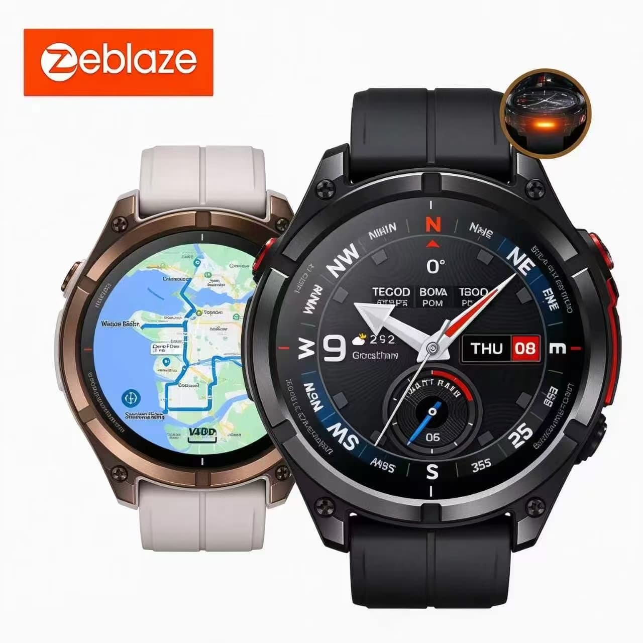 Zeblaze Stratos 4 PRO GPS Smartwatch Relógio Inteligente Tela AMOLED Download Gratuito Mapas Lanterna De Duas Cores De A