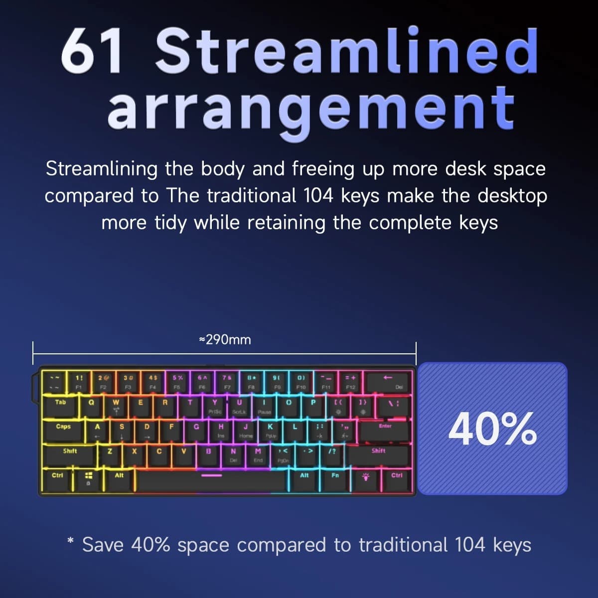 Teclado Mecânico Compacto Ajazz Nk61 60% Layout 61 Teclas, Interruptor Vermelho Substituível a Quente, Teclado de Jogos