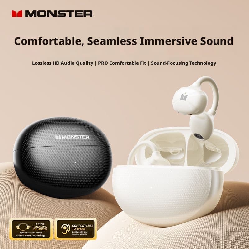 Fones de ouvido Monster M800 Bluetooth Clip-On, design retrô, fones de alta definição, fones esportivos de baixa