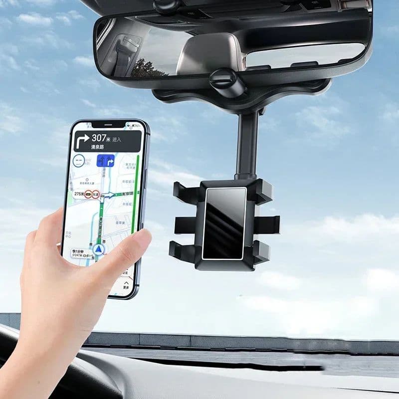 【SAIMILI】Suporte para celular retrovisor para carro, suporte giratório 360° para celular, suporte estável para navegação