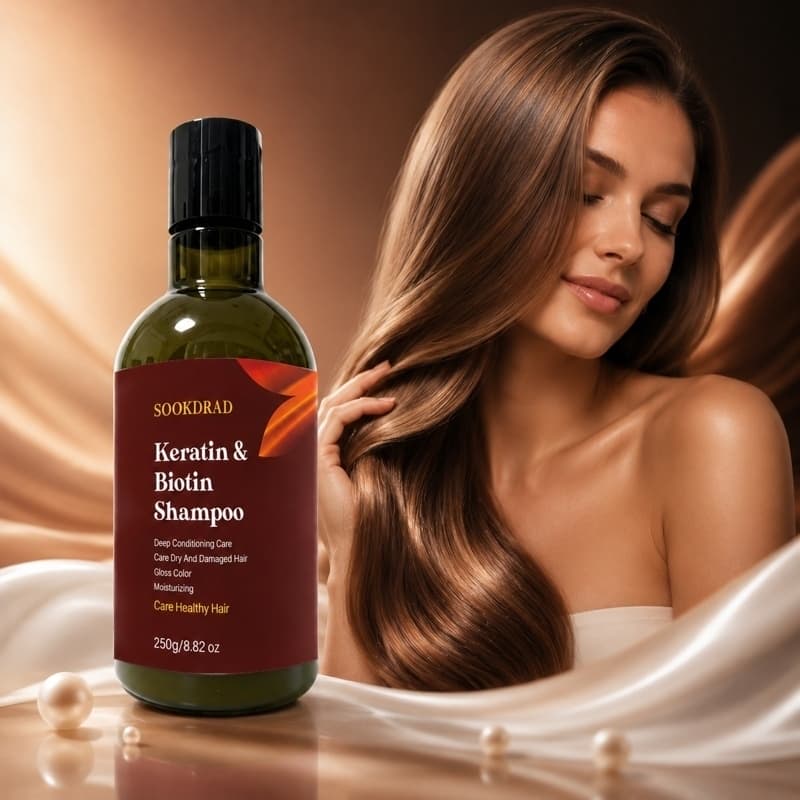 Shampoo de Queratina e Biotina para Cabelo Seco, Hidratação Profunda, Hidratante e Realça o Brilho