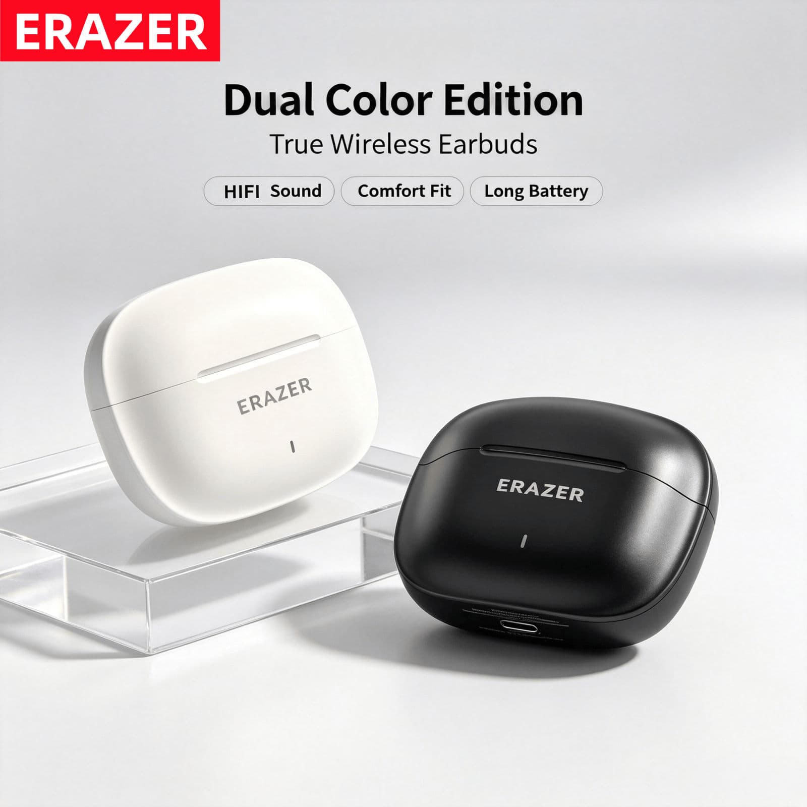 ERAZER HT82 Fones de Ouvido Bluetooth Sem Fio, Fones de Ouvido para Jogos com Baixa Latência, Fones de Ouvido Estéreo