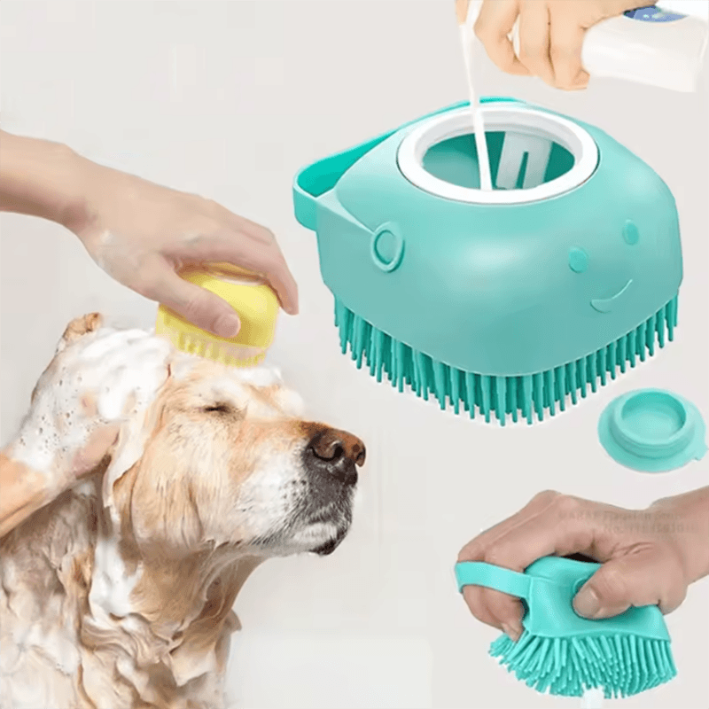 Escova De Banho Para Animais De Estimação De Silicone , Dispensador De Shampoo , Massageador , Cães , Gatos , Cuidados C