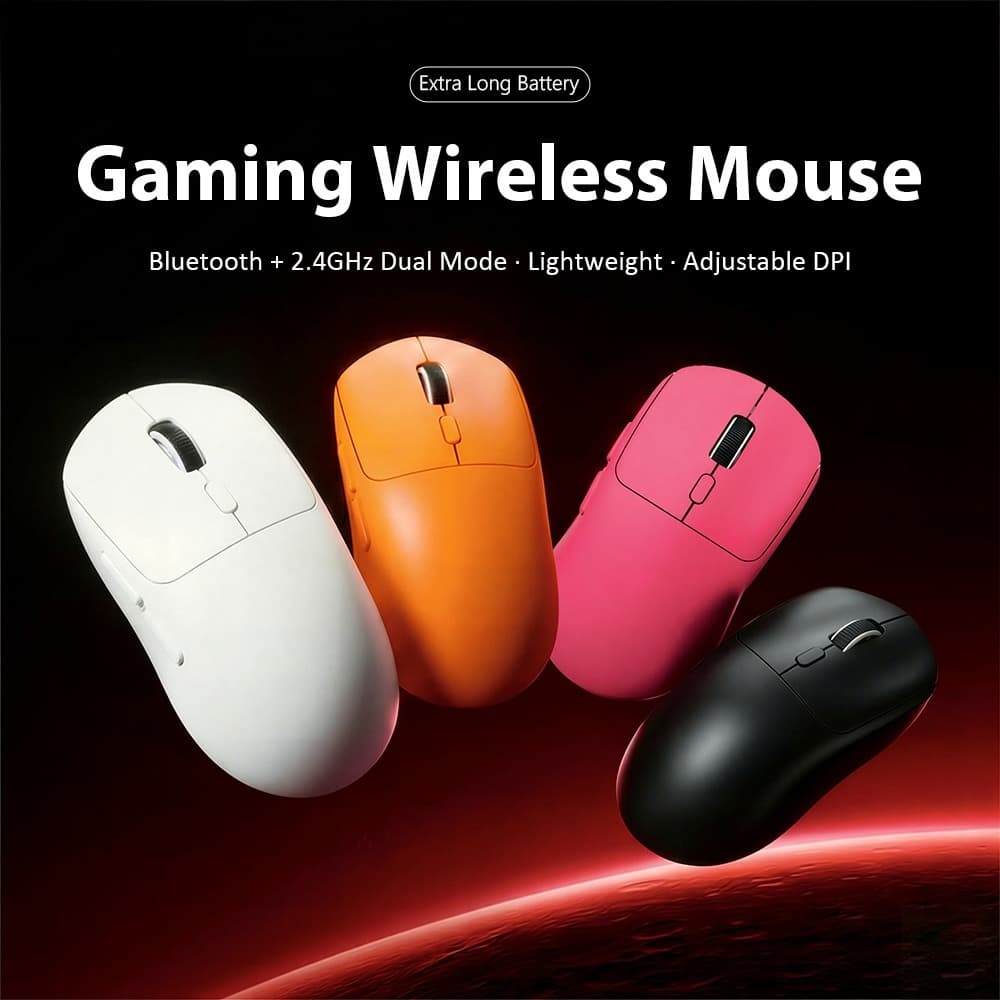 Mouse sem fio recarregável, modos duplos 2.4G e Bluetooth, design ergonômico portátil e fino, silencioso e sem ruído,