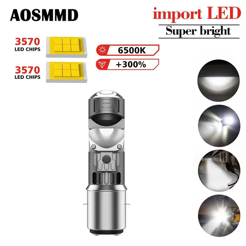 AOSMMD H4 BA20D H6 LED P15D Farol de Moto Lâmpada CSP Moto LED Super Brilhante 20000LM Acessórios para Motos Feixe