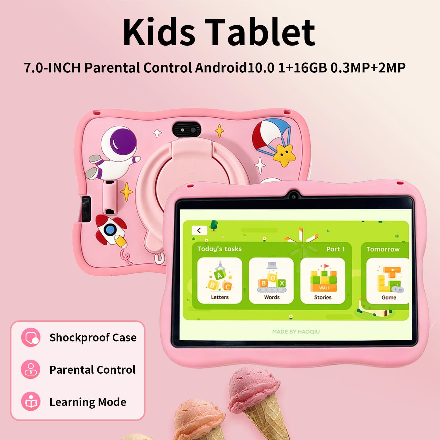 Android OS Tablet 7 Polegadas Educacional 16 Gb De Armazenamento Wi-Fi Bluetooth Para Crianças