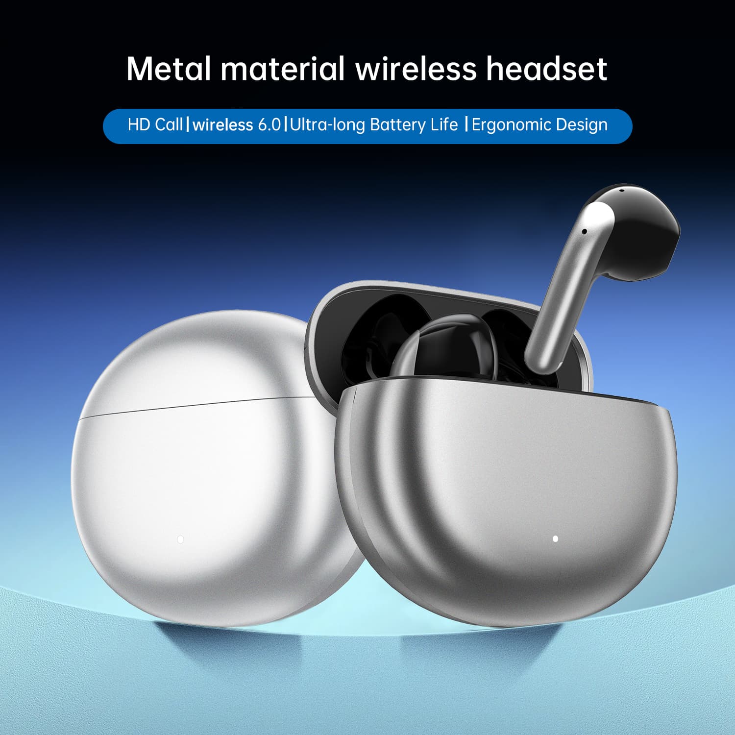 Fones de ouvido com concha de metal, Bluetooth 6.0, fones de ouvido com 40 horas de bateria, fones de ouvido para jogos
