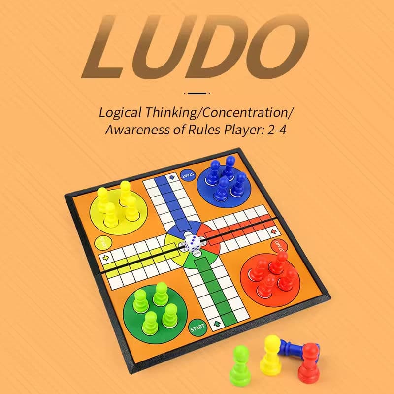 Conjunto de Jogo de Ludo, Estratégia, Interação Pais e Filhos com Tabuleiro Dobrável, Jogo de Viagem para Família,