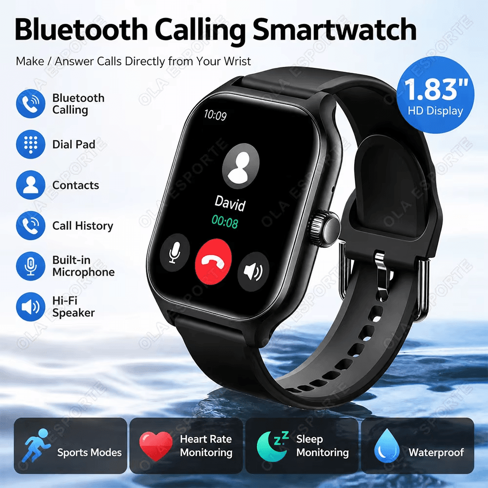 1,83'' Relógio Inteligente Esportivo, Relógio Fitness, Monitor de Saúde, Smartwatch à Prova d'Água, Relógio Inteligente