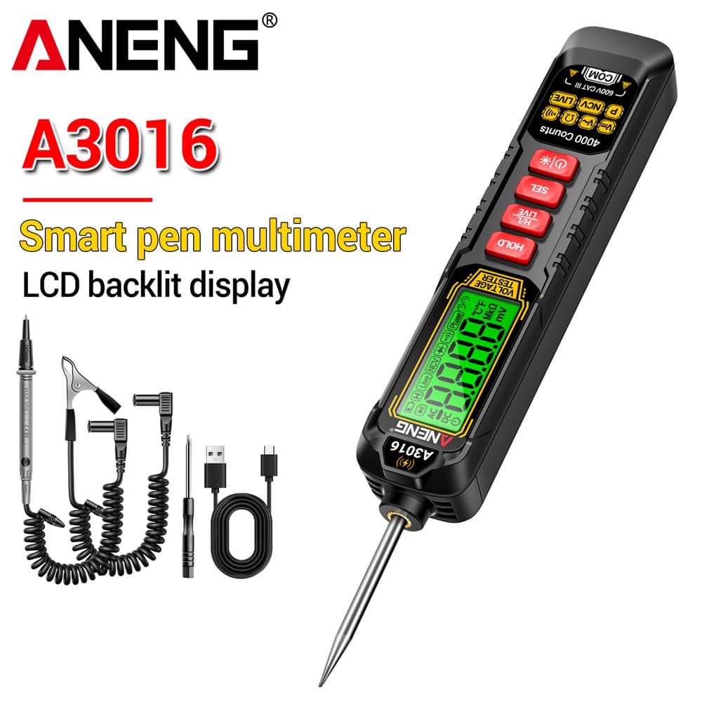 Caneta Multímetro Digital ANENG A3016 De Uma Peça , 4000 Contagens 600V AC/DC Tensão NCV Testador De Fio Vivo Detector D