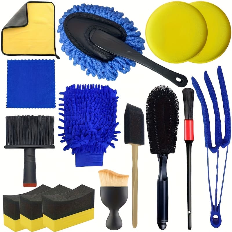 Kit Completo de 15 Pincéis para Detalhamento de Carro, Escovas Multifuncionais para Saída de Ar e Limpeza de Cantos,