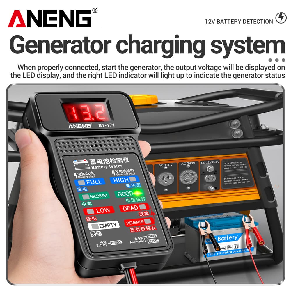 ANENG BT-171 Multifuncional Digital Bateria Tester 12V Display LED Indicador De Carro Ferramenta Eletricista 1Pc