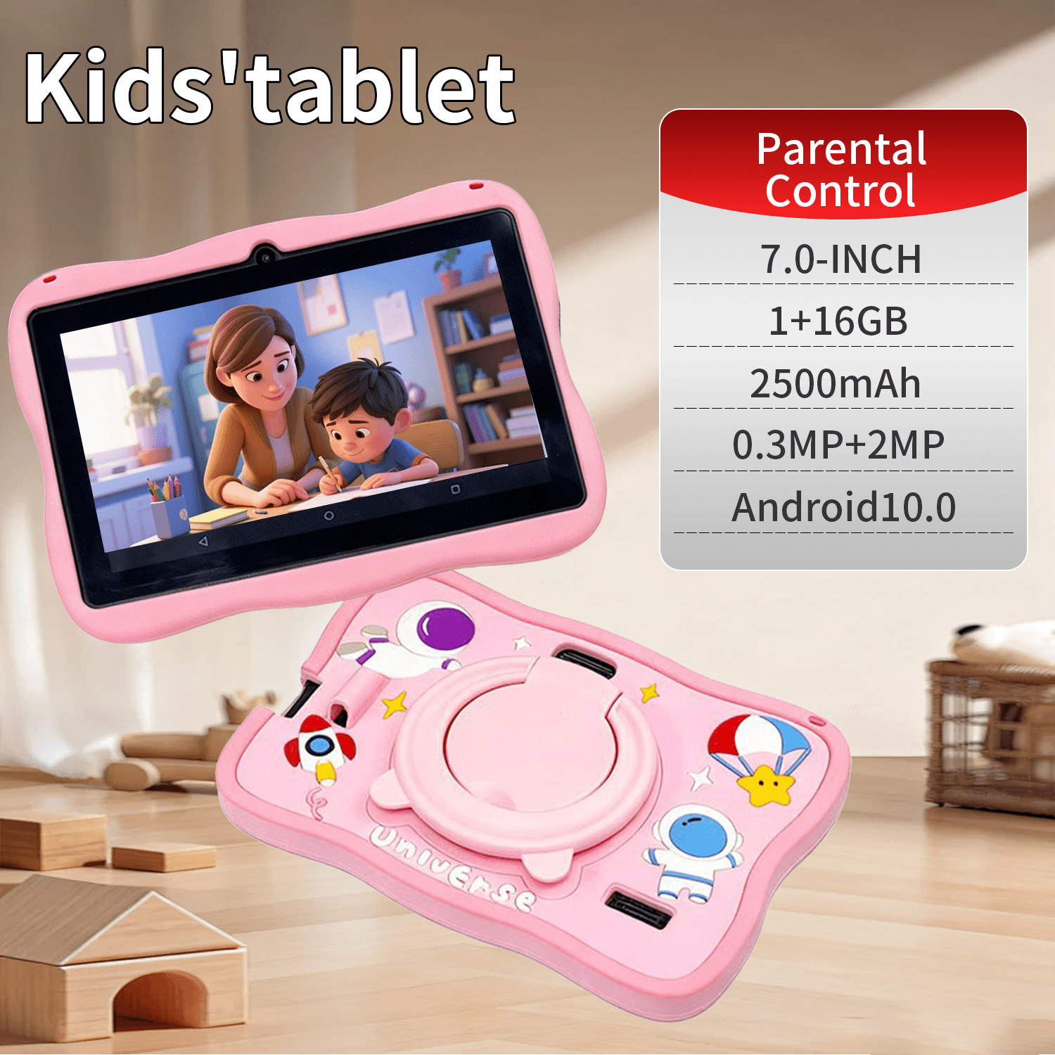 Tablet Android Resistente E Durável De 7 Polegadas Para Crianças , Armazenamento De 16 Gb , Suporte WiFi , Bluetooth , P