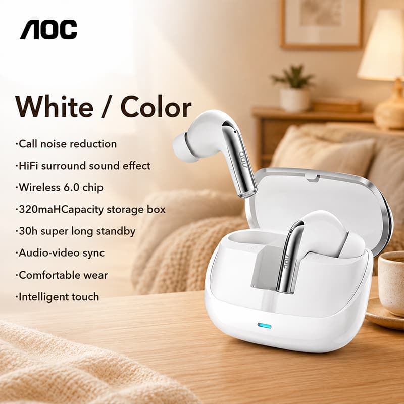 AOC ACT4635 Fones de Ouvido Bluetooth, Fones Intra-Auriculares, Fones de Ouvido de Alta-Fidelidade, Driver, Fones de Som