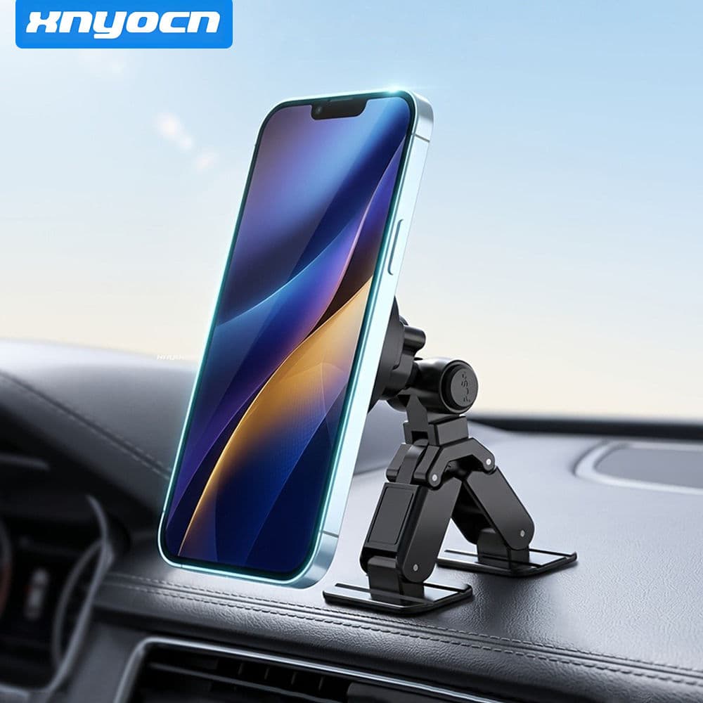 Suporte magnético de celular para carro, N52, painel/parabrisa, fixação 3M Nano, rotação 360°, universal com anel