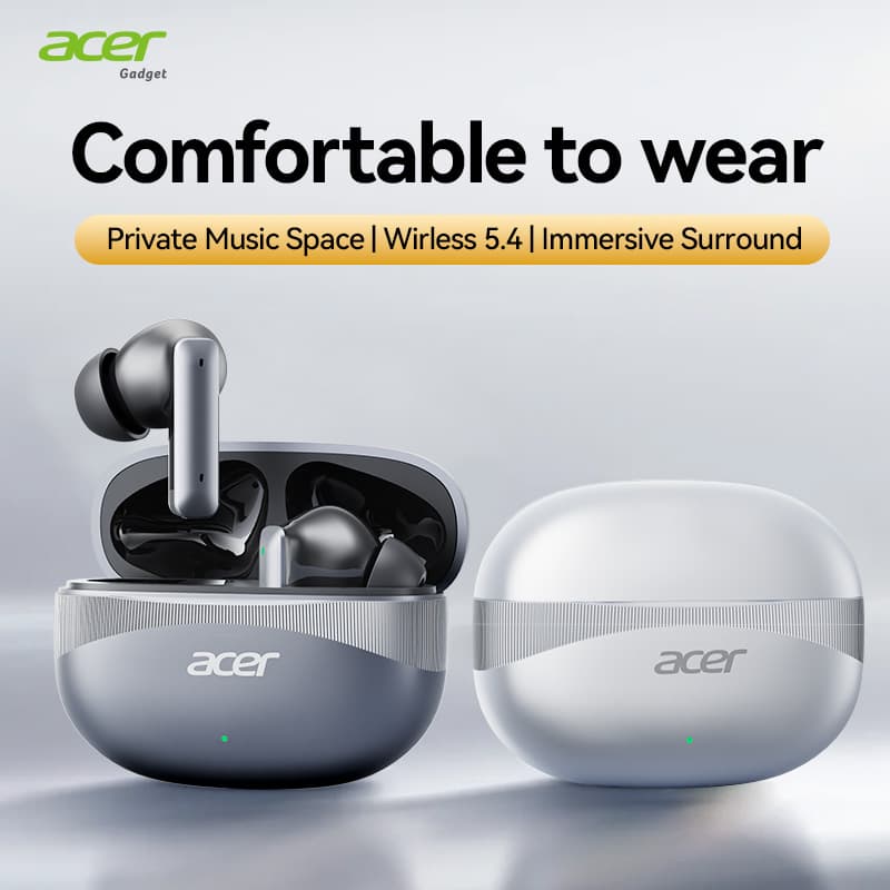 Fones de ouvido Acer OHR750 tipo C, sem fio, fones de ouvido Bluetooth com microfone, earpods, fone intra-auricular,