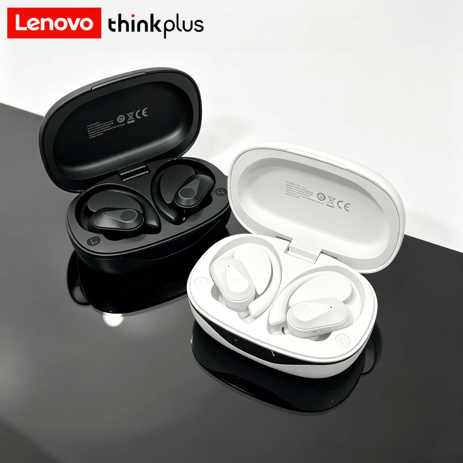 Fones de Ouvido Lenovo LP75: ganchos auriculares, fones Bluetooth com controle por toque, fone de ouvido sem fio, som