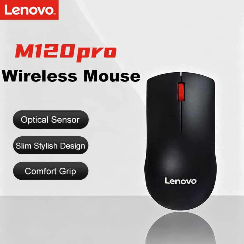 Mouse Óptico Sem Fio Lenovo M120 Pro 1000DPI Receptor USB Integrado M120Pro Sem Fio