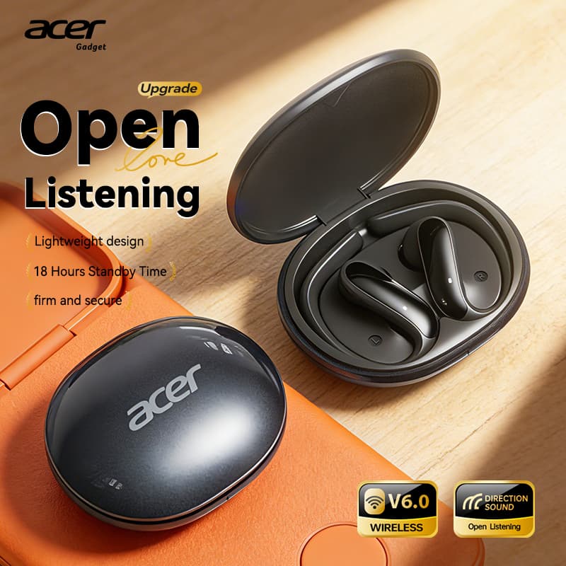 Fones de ouvido Acer OHR718, fone de ouvido, fone de ouvido bluetooth tipo C com microfone, peça auricular, chip