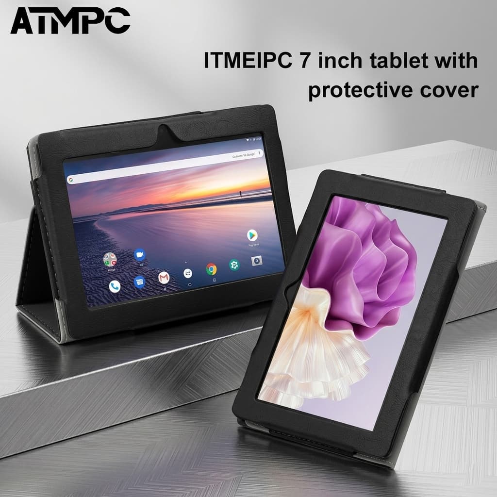 Tablet Android 7 ATMPC, 14 GB de ROM e tela IPS 1024×600, um tablet confiável para o uso diário