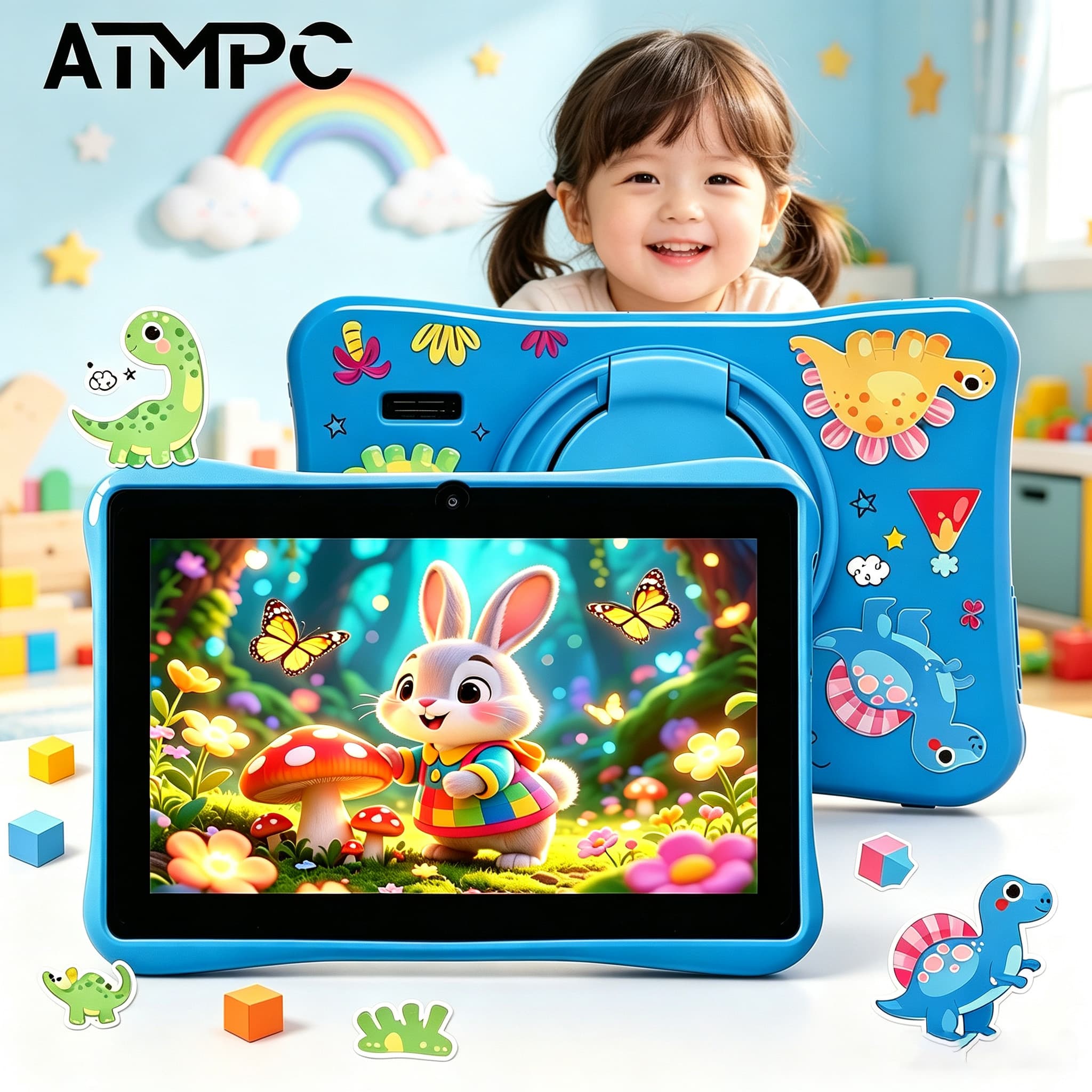 Tablet Android de 7 polegadas para crianças com Wi-Fi e Bluetooth — design ultrarresistente para aprendizado e diversão