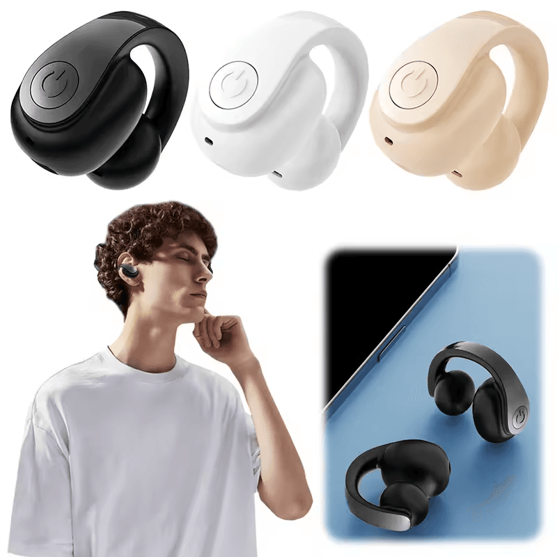 Fone de Ouvido GD11 - Fones de Ouvido Sem Fio com Clipe de Orelha, Bluetooth 5.4, Cancelamento de Ruído, Fones
