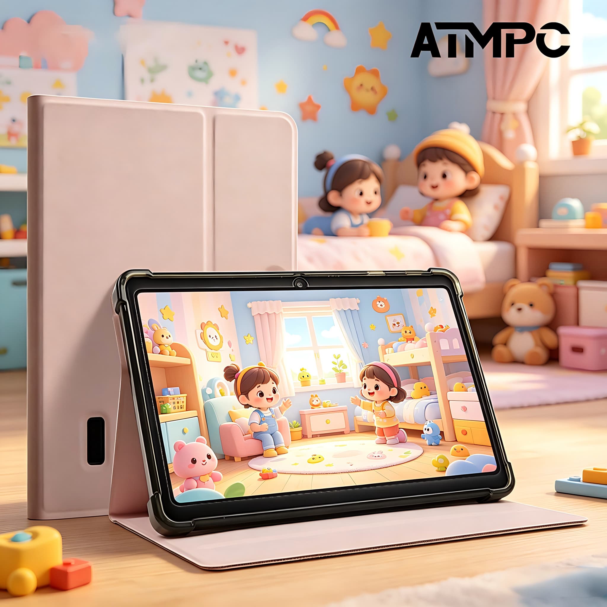 Tablet infantil ATMPC de 7 polegadas, com Android 14, tela IPS HD, 4 GB (2+2 expansíveis) de RAM + 16 GB de