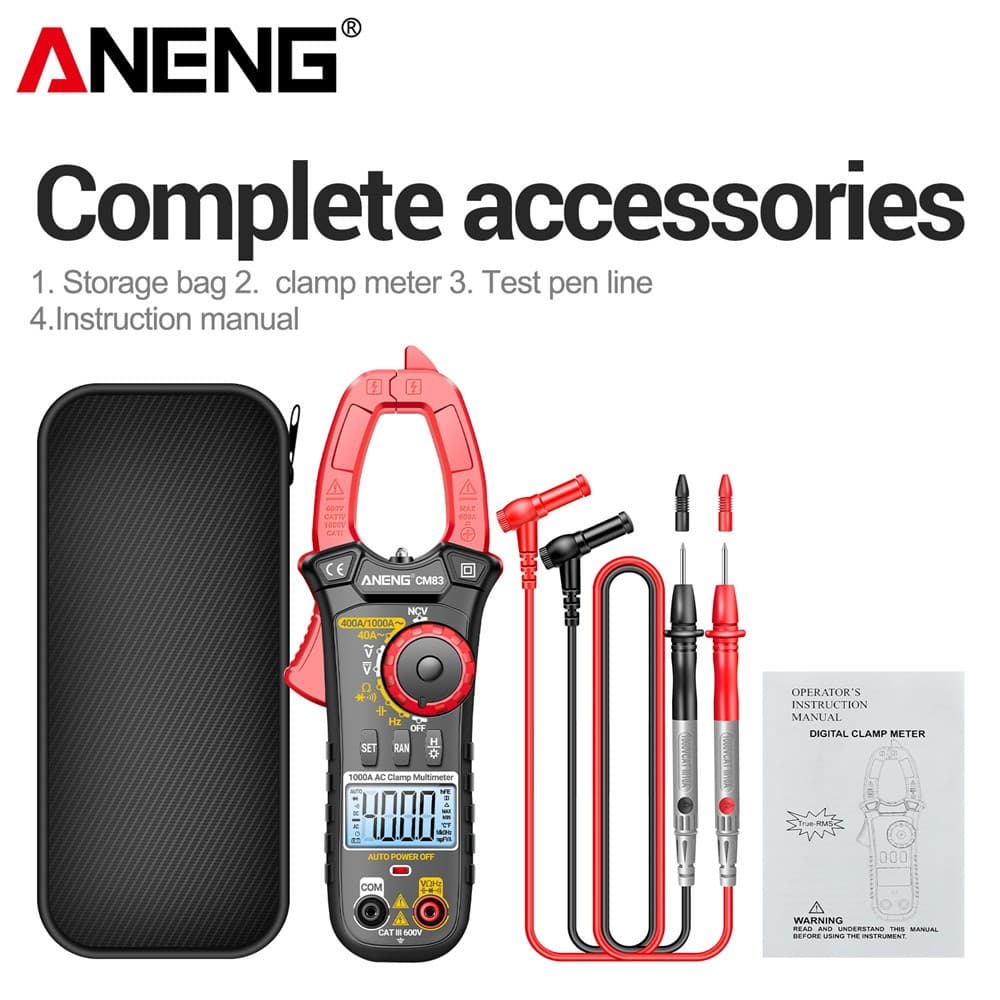 ANENG CM83 Multímetro de Capacitância Digital de Garra Digital 1000A AC 4000 Contagens, Suporta Detecção de Resistência