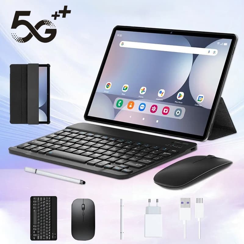 Tablet PC Android com Tela HD de 10,1 polegadas, 4GB de RAM, 32GB de Armazenamento, Wi-Fi, GPS, Desbloqueio Facial, Dual