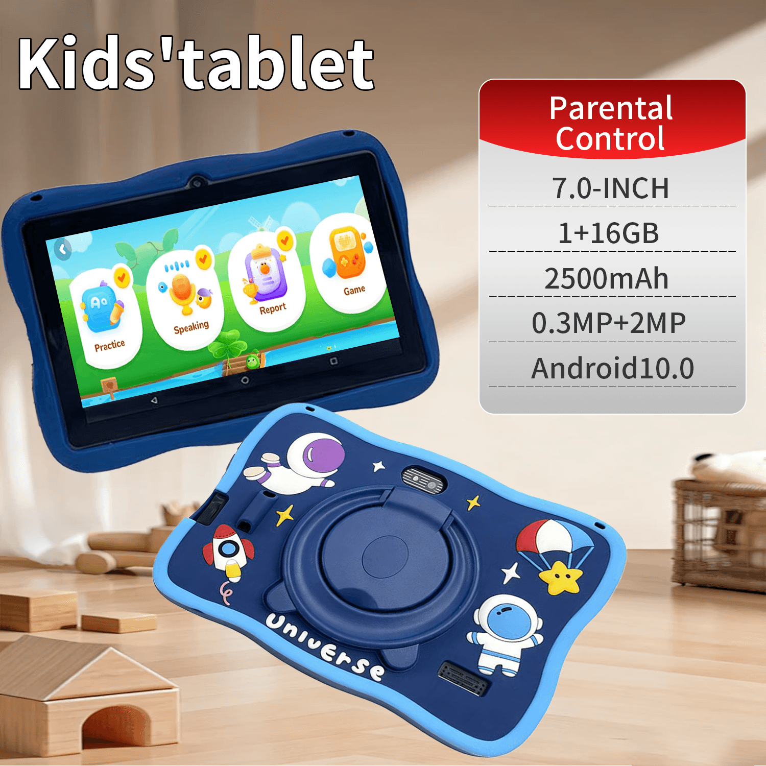 Tablet De Aprendizagem Infantil De 7 Polegadas Android OS 16 Gb De Armazenamento Wi-Fi Bluetooth Para Meninos E Meninas 