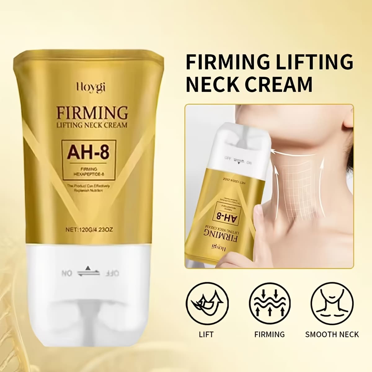 Ah-8 Creme Firmador Para Pescoço Hexa Hidratante Aperte Solto Flacidez Linhas Finas Redução De Rugas Ácido Hialu