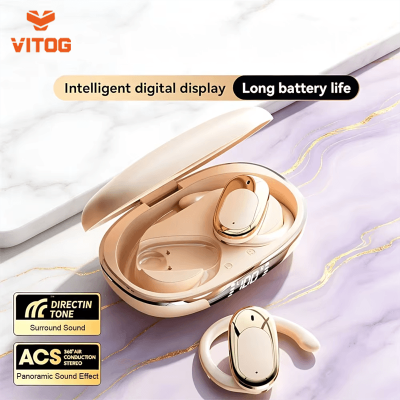 Fones de ouvido VITOG V14, fones de ouvido Bluetooth sem fio, redução de ruído ENC, fones de ouvido de orelha longa,