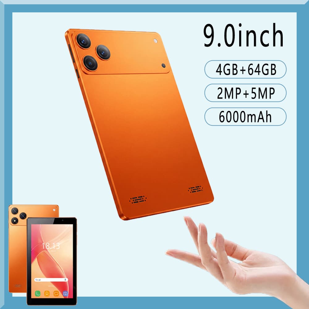 Sistema Android 13 para tablet com suporte a Wi-Fi e Bluetooth, câmeras duplas, 4GB de RAM, 64GB de ROM e grande