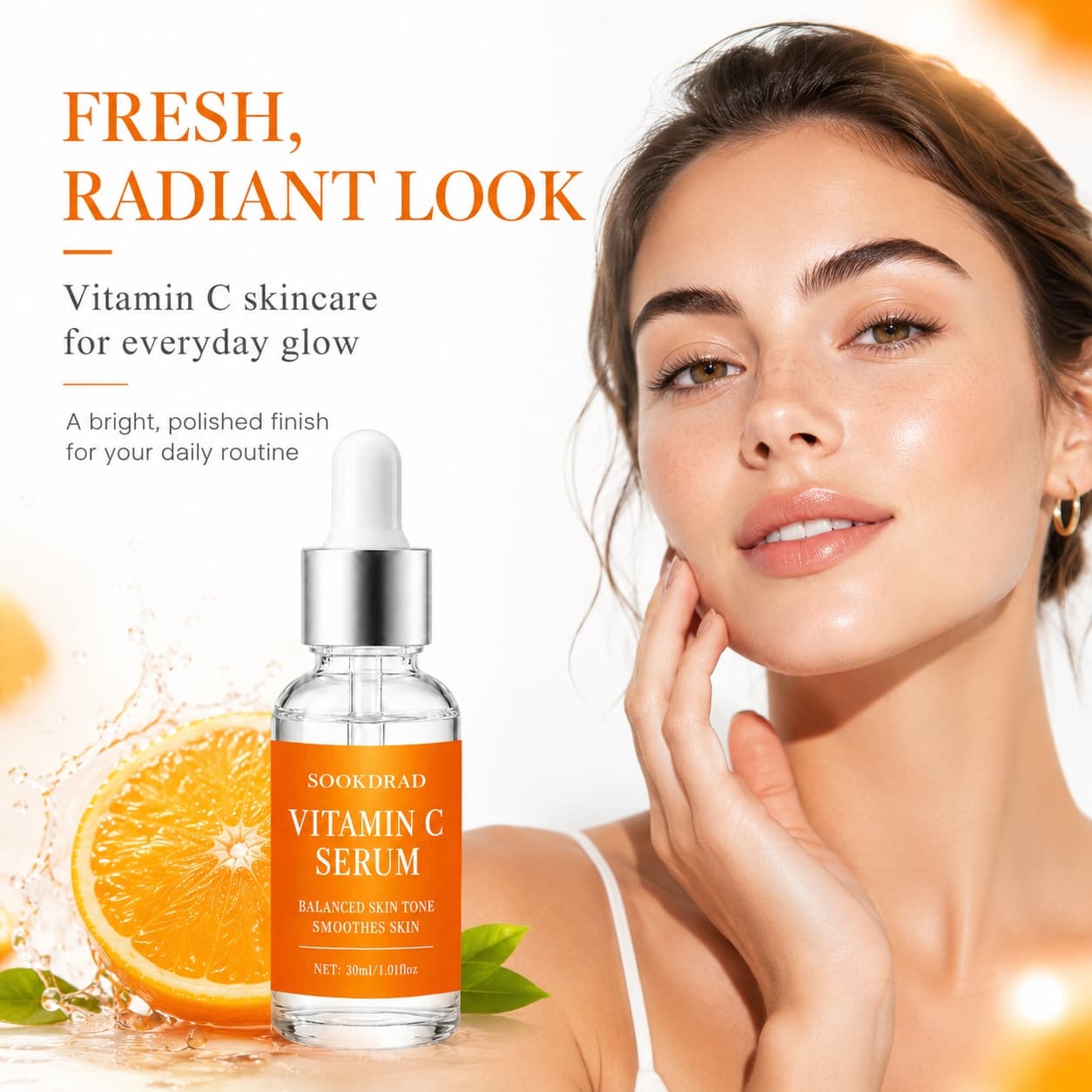 de Vitamina C, uniformiza o tom da pele, suaviza a pele, para todos os tipos de pele, 30ml