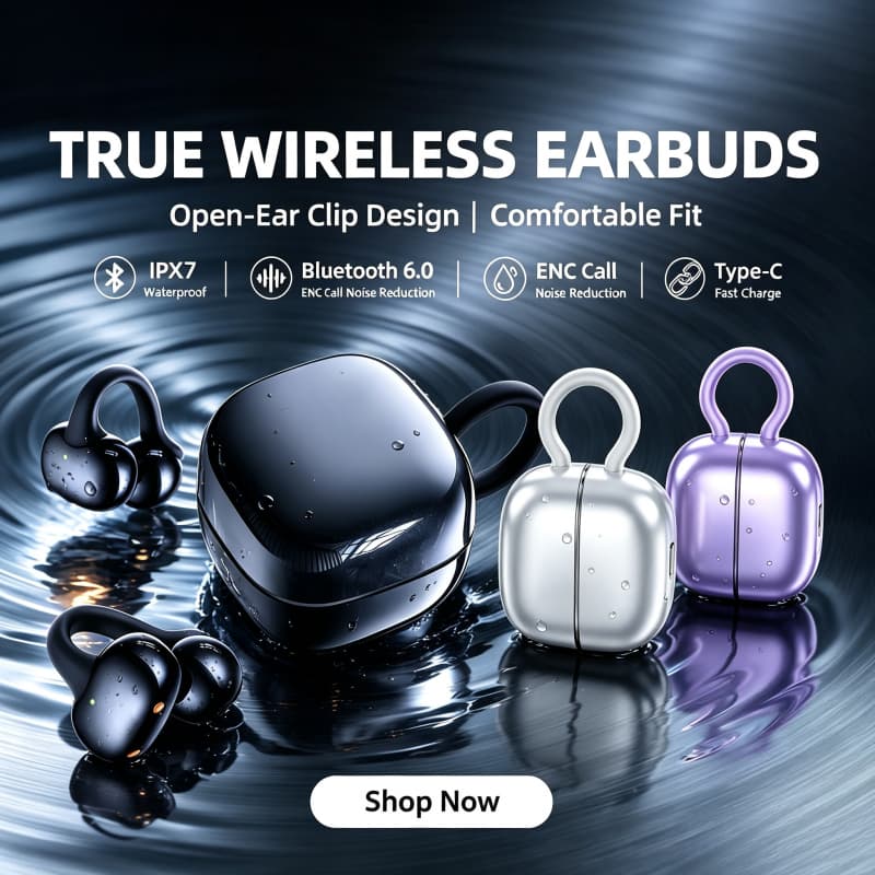Fones de Ouvido U2, Fones Auriculares, Fones de Ouça Puro, Fones de Ouvido com Presilha, Conexão Dupla Bluetooth,